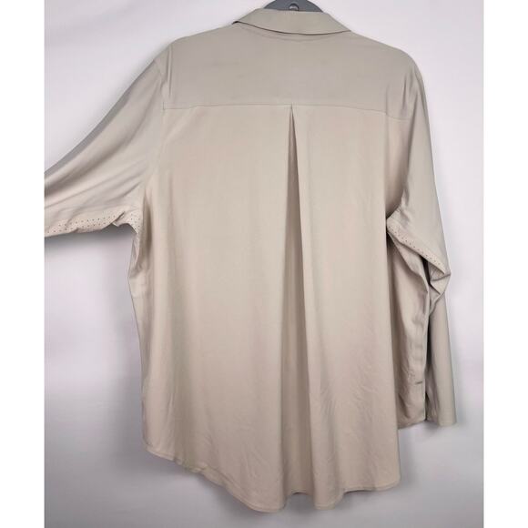 Athleta Urbanite Stretch Button Down Long Sleeve Top Gray Size 1X - Picture 9 of 11